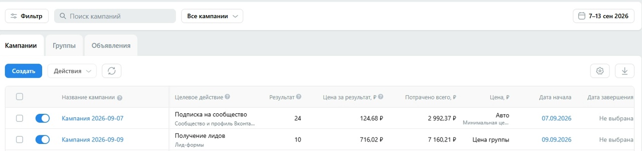 Исходный отчёт рекламного кабинета по кейсу: 10 заявок на дома из газобетона в Ярославле